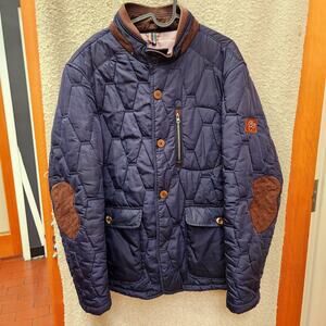 Beautiful Heavy Quilted Lined Dark Blue Men's 2XL Jacket By RNT 23 Ron Tomson